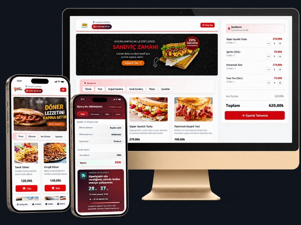 Kebab ordering site on a phone