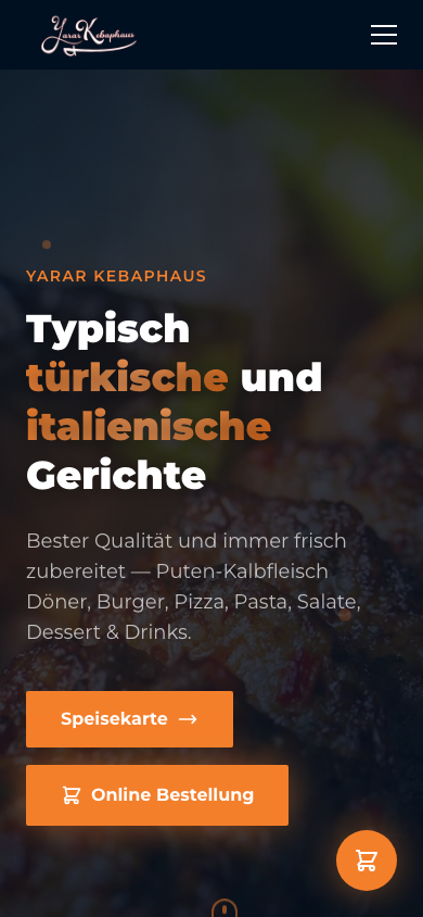 Yarar Kebaphaus Restaurant-Website Mobilansicht